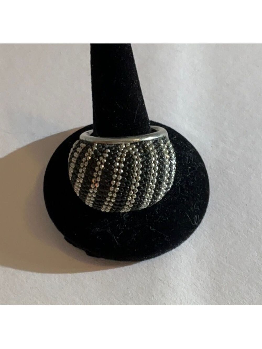 Elegant Silver and Black Women's Cocktail Ring